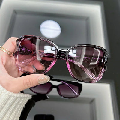 Vintage Oversized Sunglasses Women Brand Big Frame Retro Sun Glasses Female Fashion Shades Black Gradient