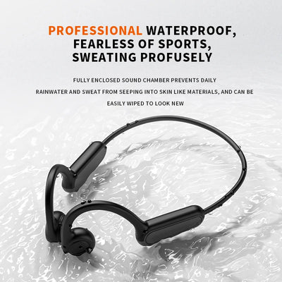 Bone Conduction Headphones 5.3 Wireless Bluetooth Open-Ear Sports Headphones with Microphones Type-C Quick Charging Long Battery